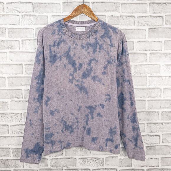 JOHN ELLIOTT Size 1 Block Terry Crewneck Pullover in Blue Ghost Dye